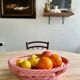 Vintage pink woven ceramic fruit basket