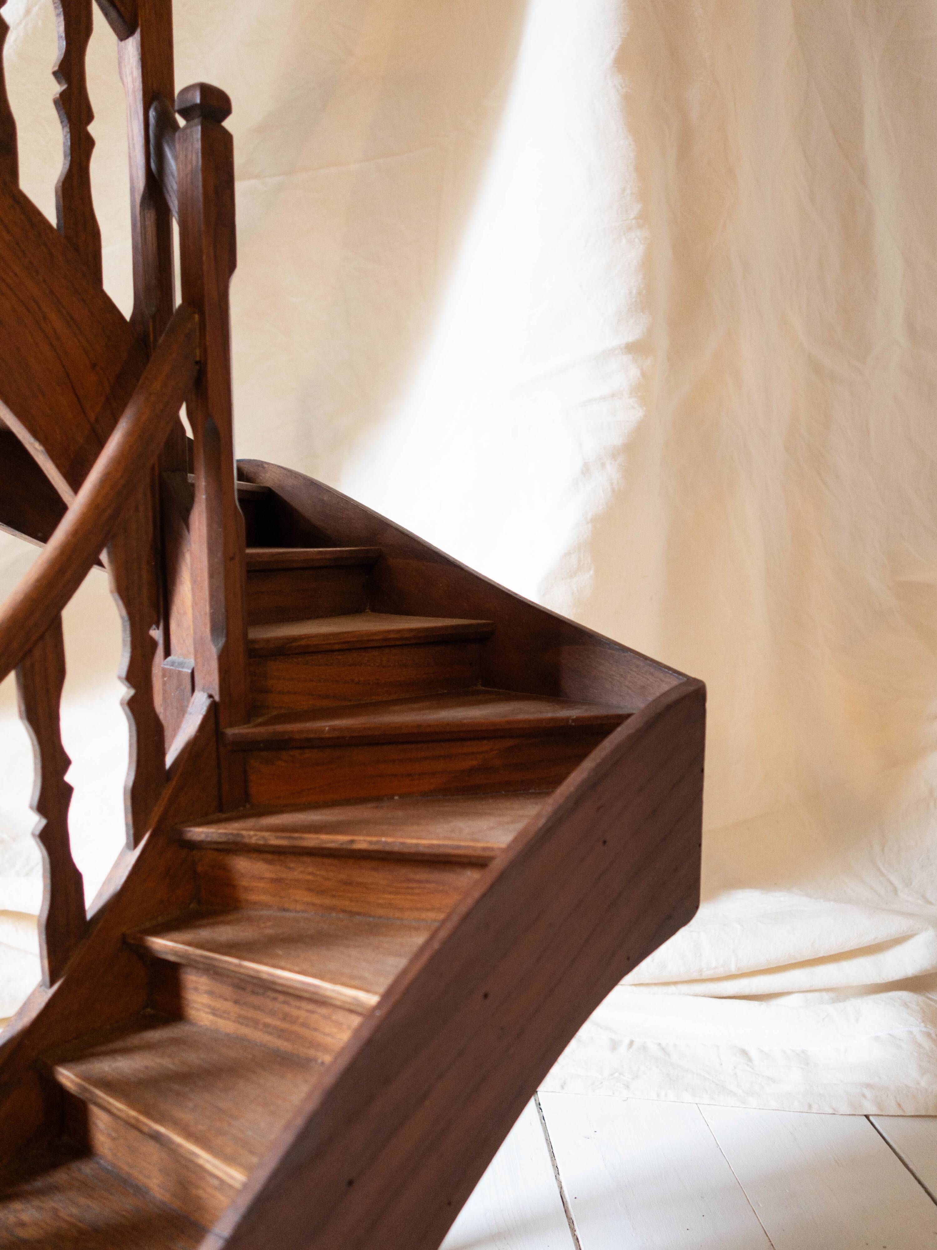 Model of an old wooden staircase, craftsmanship work.