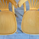 Pair of Thonet-inspired bistro chairs in light beech