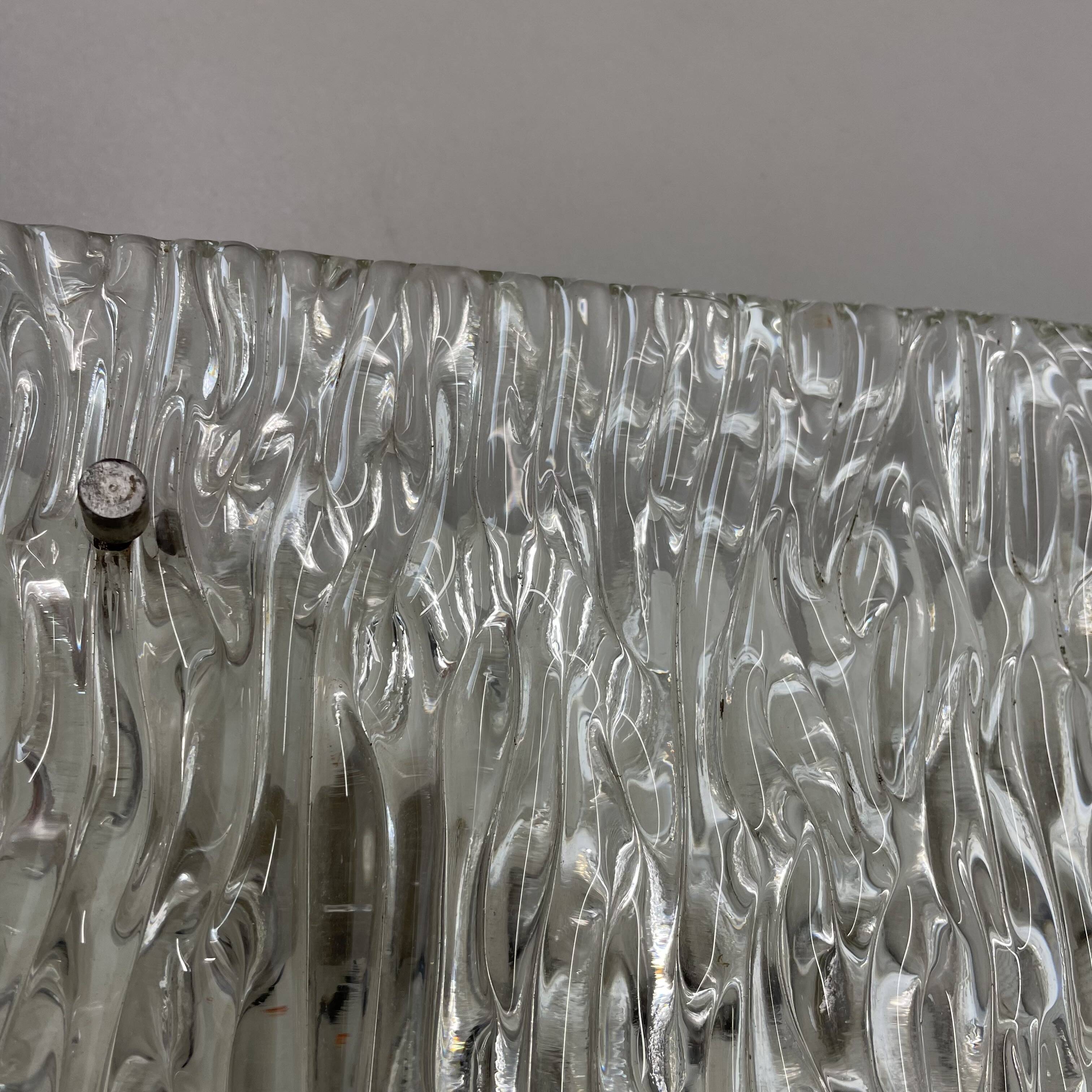 Large organic Hollywood Regency Ice Glass Wall Light Made by Kalmar Lights