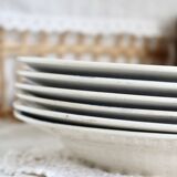 6 vintage Belgian earthenware soup plates with blue marli pattern