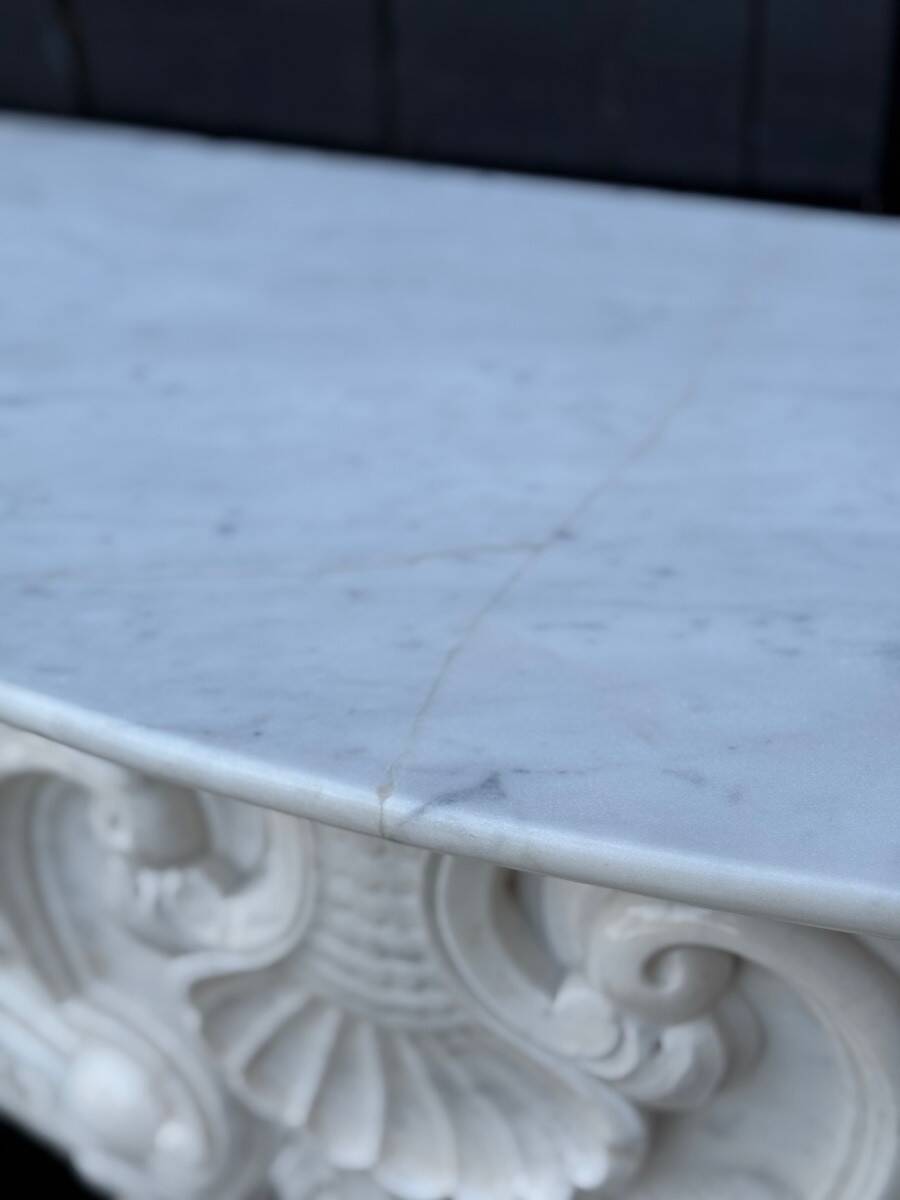 Louis XV Style Fireplace in Carrara Marble, Circa 1980