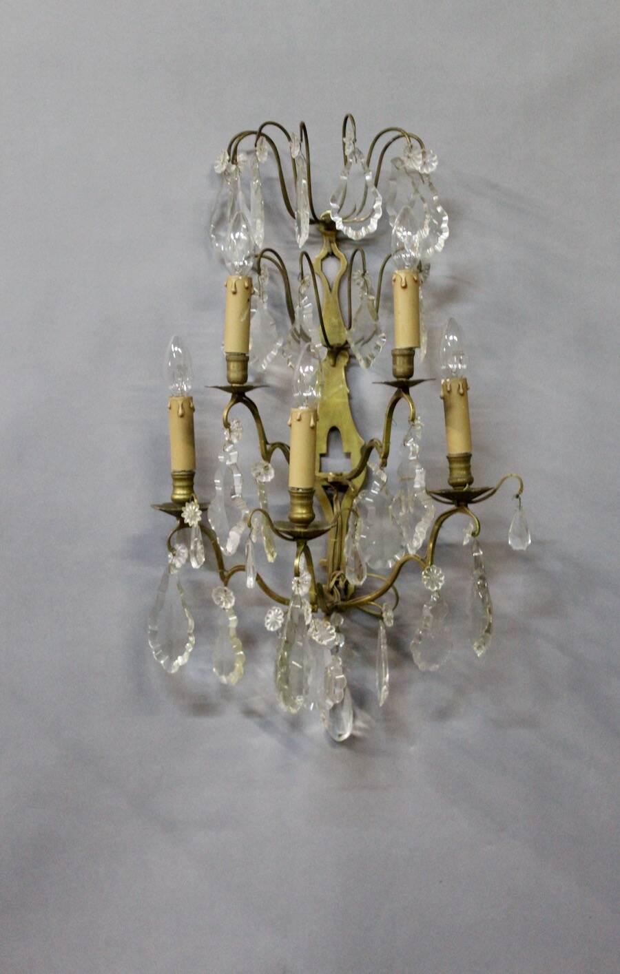 Large Bronze Wall Light with Pendants