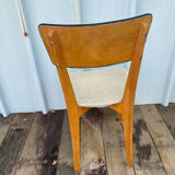 Antique Scandinavian Wooden Chair + Vintage Grey Vinyl Seat & Backrest