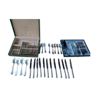 Silver cutlery 77 pieces and a Malmaison Christofle pie server