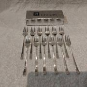 12 fourchettes à gateaux métal argenté orfèvre Ercuis Horizon 14,9cm