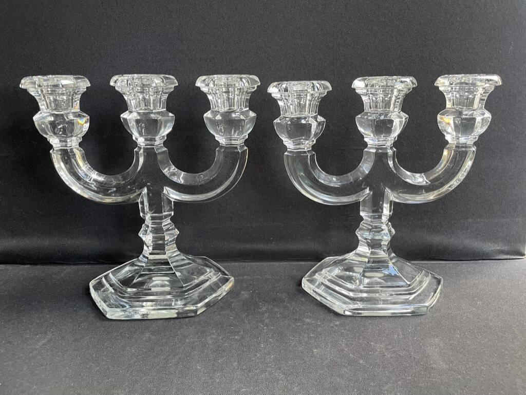 Pair of crystal candlesticks – Bernard Schott – Hellert (Moselle)