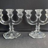 Pair of crystal candlesticks – Bernard Schott – Hellert (Moselle)