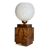 Art Deco lamp made of wood and opaline.
