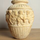 Vase ancien en platre décor de chérubins pot de fleur déco antique