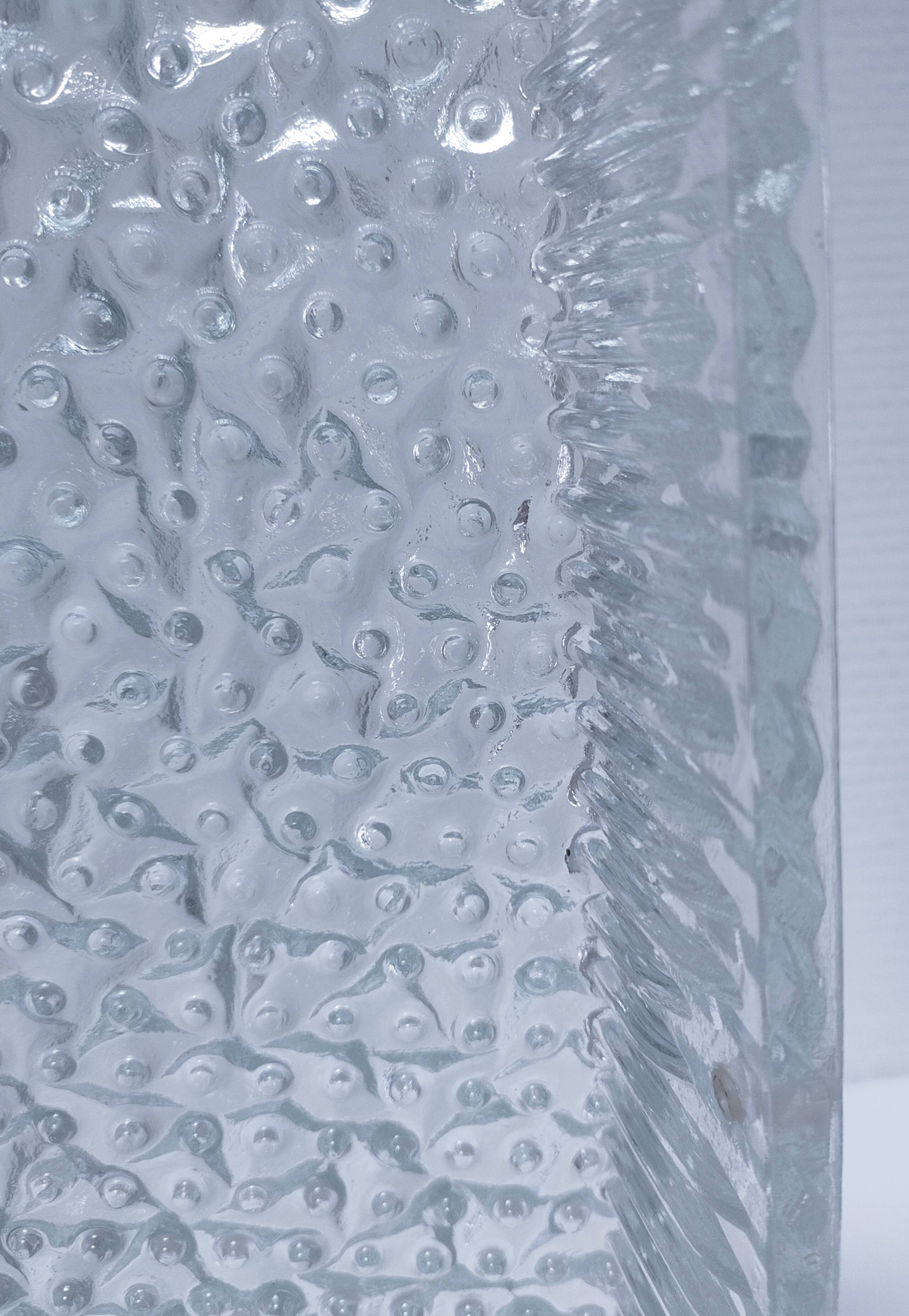 Holophane square wall lamp XL glass design 60s