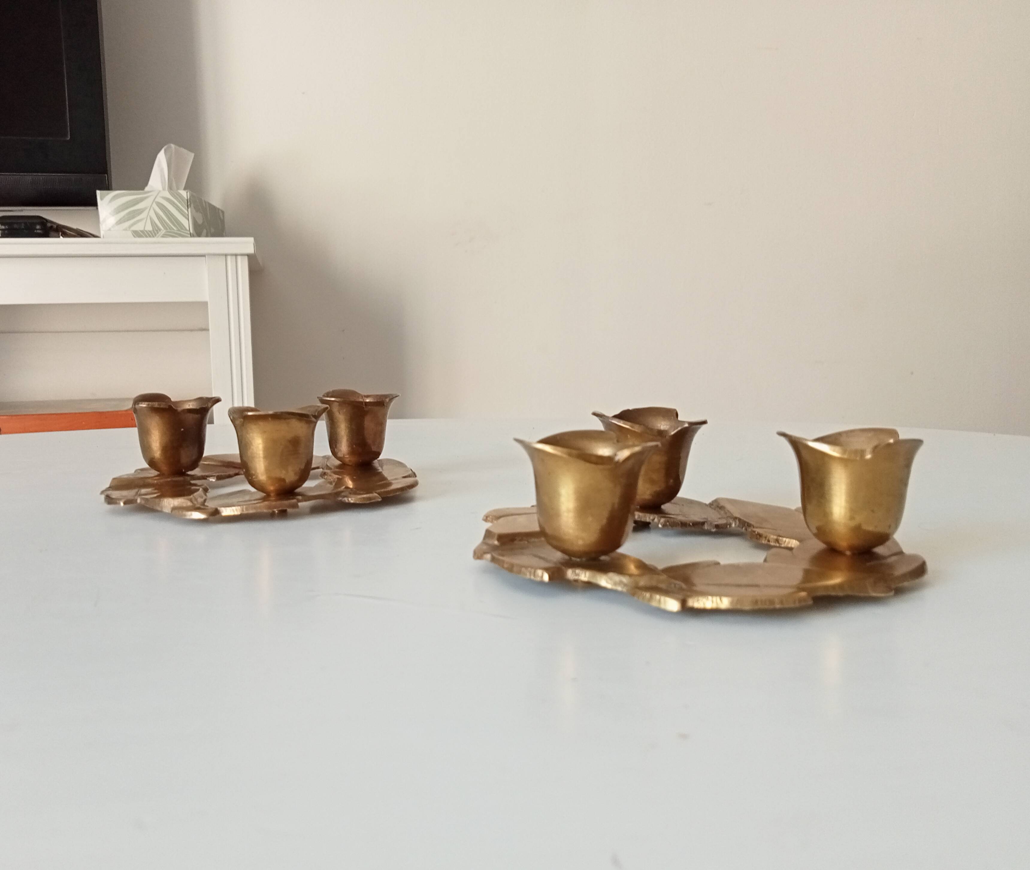 Vintage solid brass gold candle holder