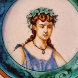 Italian faience plate with a female portrait decoration, Renaissance style.