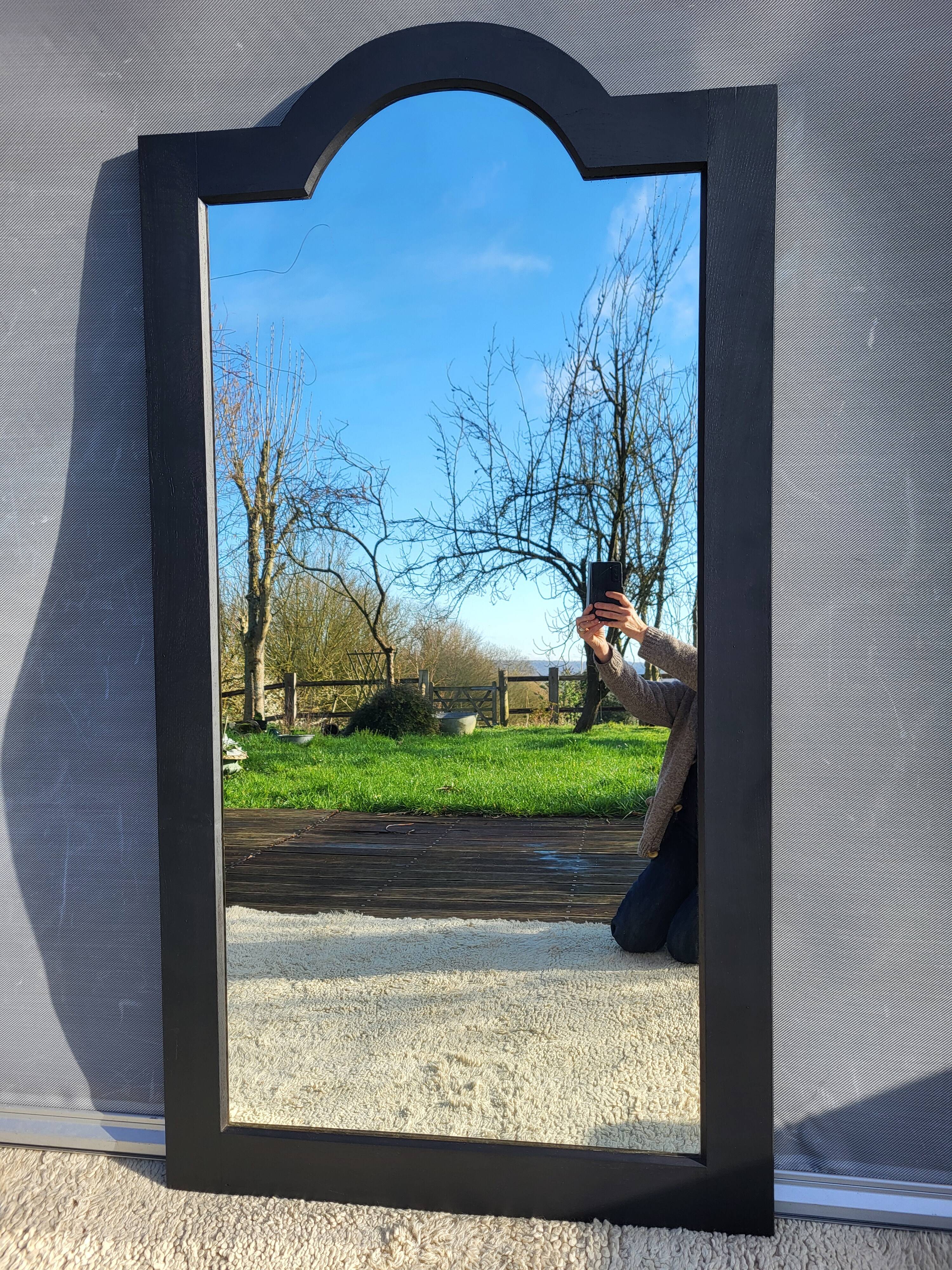 Ancien Miroir noir chapeau de gendarme