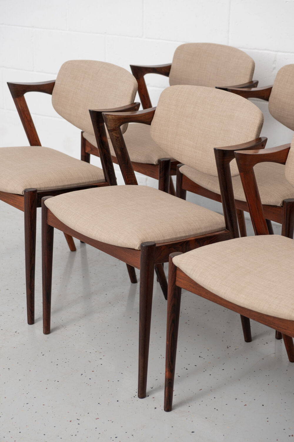 Dining chairs in rosewood, model 42, by Kai Kristiansen.