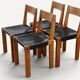 Set of 4 S24 chairs by Pierre Chapo – Solid elm and black leather – 1970