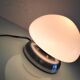 Bedside lamp in white opaline and chromed metal, 70s-80s