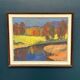 Huile sur panneau suédoise d'époque mi-siècle – « Reflets d'automne » par Svän Grandin (1906–1982) – Vintage et encadrée – 45 × 54 cm (17,7" × 21,3")