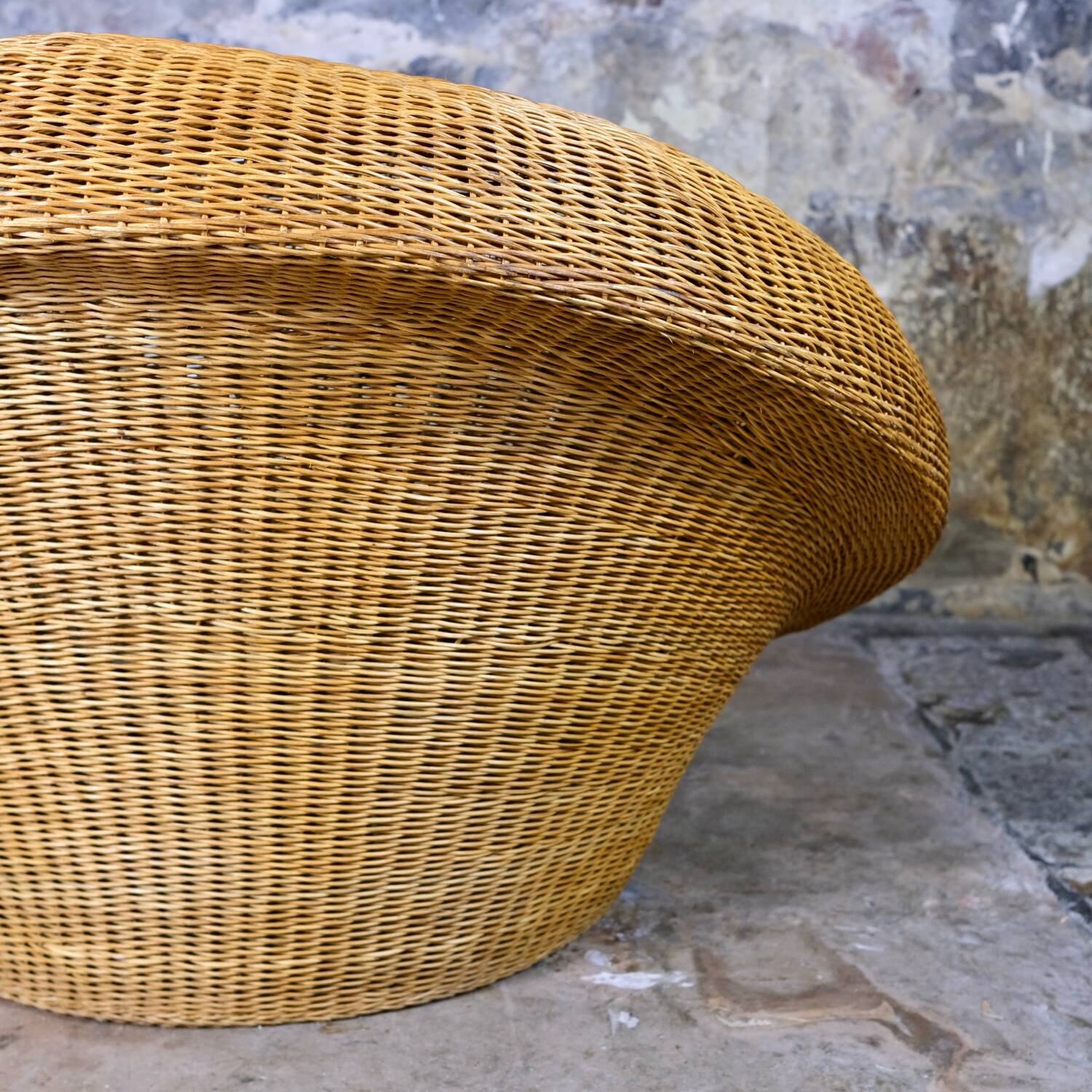 Large wicker basket armchair, Italy, 1970s