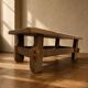 Brutalist coffee table in solid oak, 1970s
