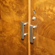Art Deco governess wardrobe in burr walnut by Waring & Gillow