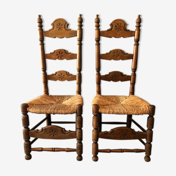 2 solid oak chairs