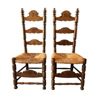 2 solid oak chairs