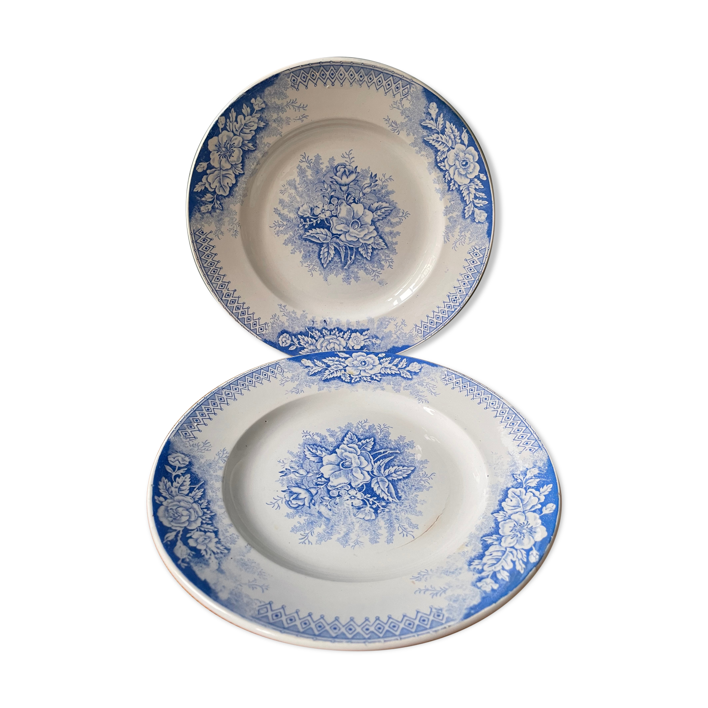 Set of 2 flat plates St Amand and Hamage, Model Planter