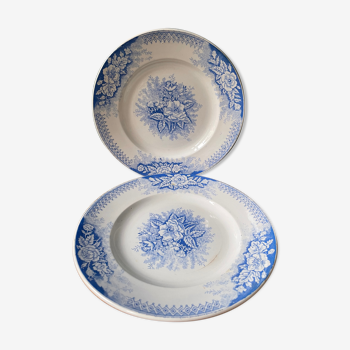 Lot de 2 assiettes plates st amand et hamage, modèle jardinière