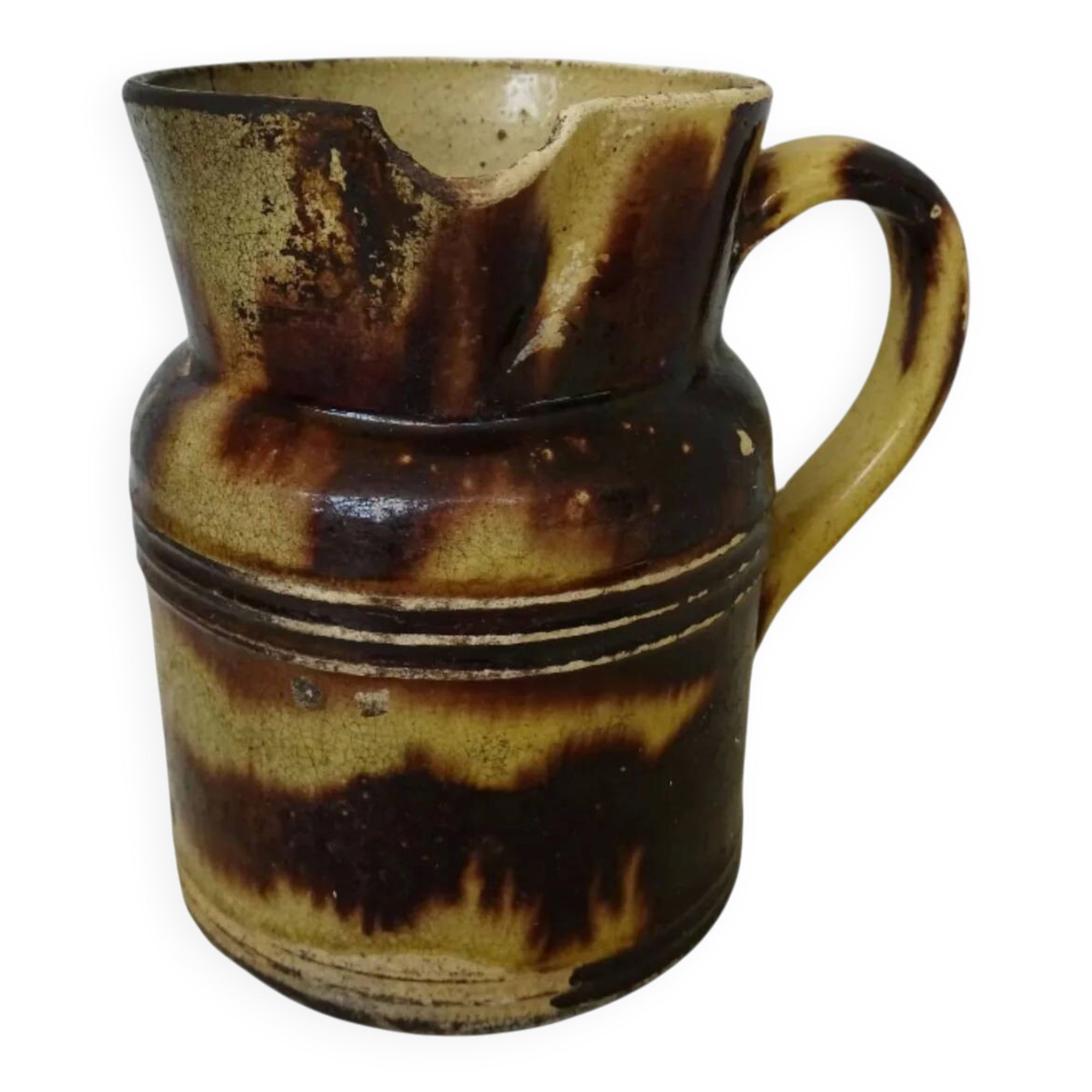 Pichet en poterie antique française de Dieulefit