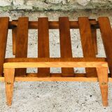 Pair of slatted side tables, Scandinavian style, 60s