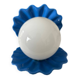 Vintage Opaline Globe Blue Ceramic Shell Lamp