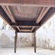 Solid oak farmhouse table with integrated extensions 1950