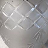 Art deco hanging lamp in cut glass and black metal