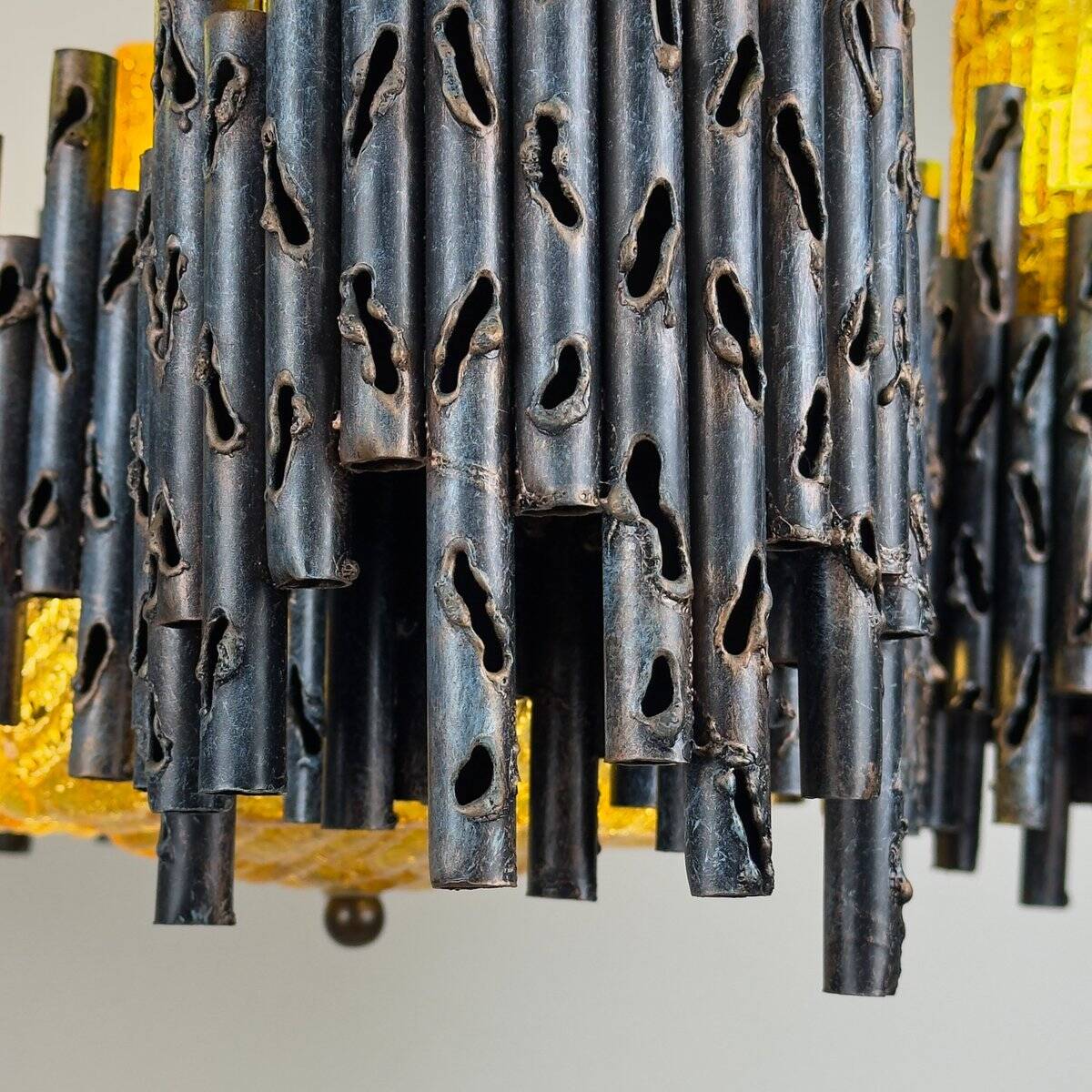 Brutalist chandelier by Marcello Fantoni for Fantoni Studio, Florence, Italy, 1960s.