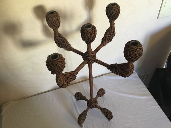 Chandelier vintage candélabres en cordages