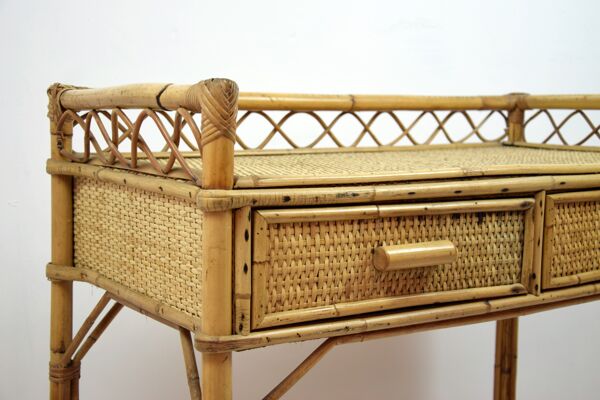 Bureau en rotin, années 50