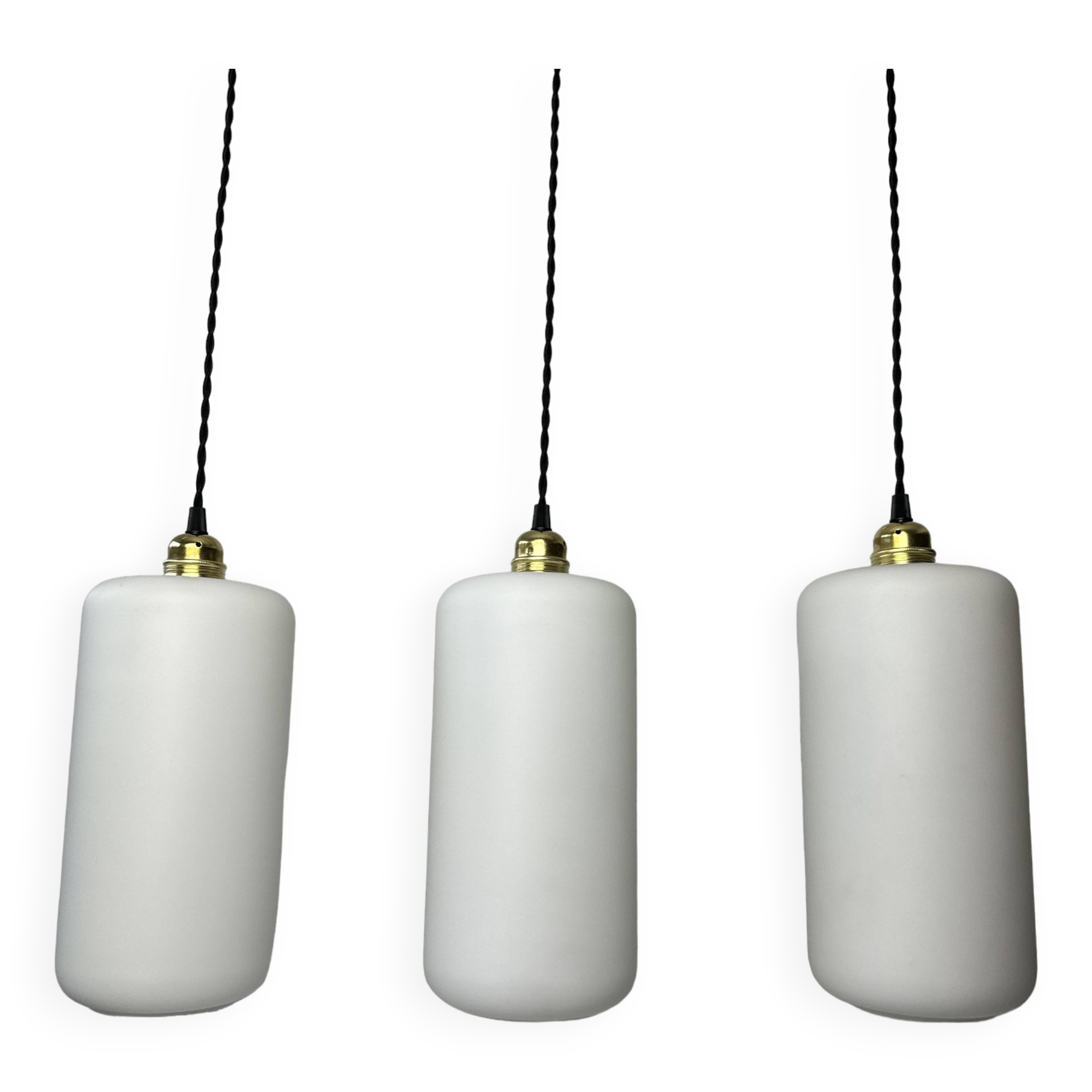 Lot of 3 old vintage xxl opaline pendants