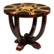 A round Art Deco table made of beech wood, rosewood & elm burl.
