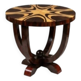 Un table rond Art Déco en bois de hêtre, palissandre & Loupe d'orme