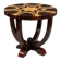 A round Art Deco table made of beech wood, rosewood & elm burl.