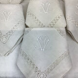 6 Antique Linen Napkins monogram