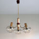 Chandelier 1970 brass gilded globes smoked glass italian