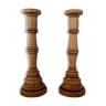 Pair of vintage wooden candlesticks