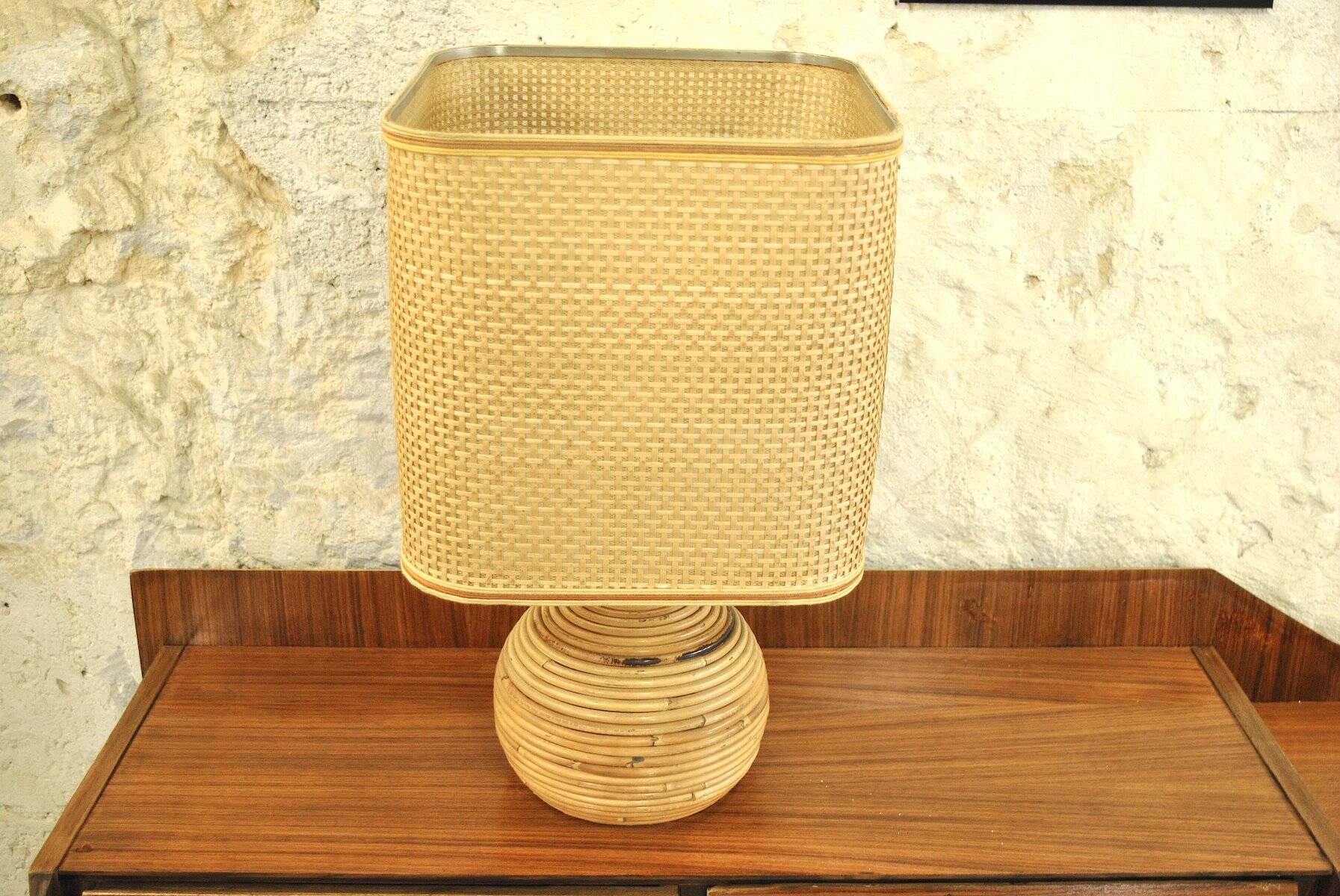 Wicker table lamp, Italy, 1960s