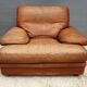Fauteuil club lounge cuir cognac design 1970