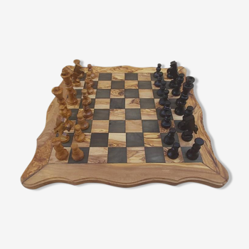 Échiquier en bois d'olivier fait jeux d'échecs en bois naturel