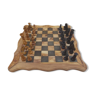 Échiquier en bois d'olivier fait jeux d'échecs en bois naturel