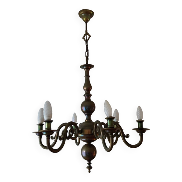 Lustre en bronze doré 6 branches — Beyit
