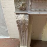 Louis XVI style fireplace in white Carrara marble, 19th century